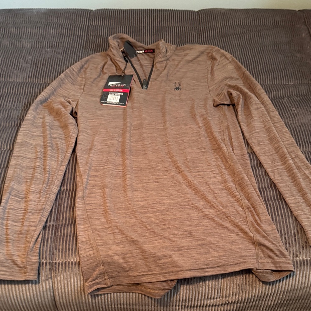 Spyder Brown Heather Quarter-Zip Pullover Top